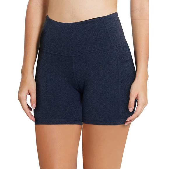 Baleaf side pocket high waist heathered blue biker shorts - Picture 8 of 14